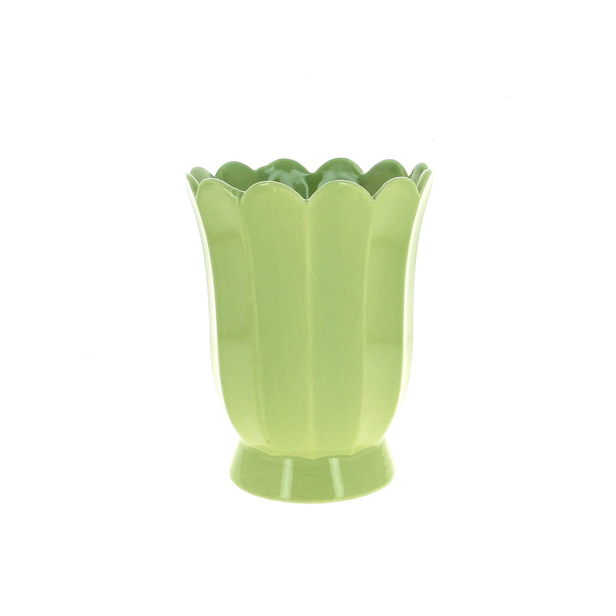 Cache-pot céramique vert ø14 ht 18cm