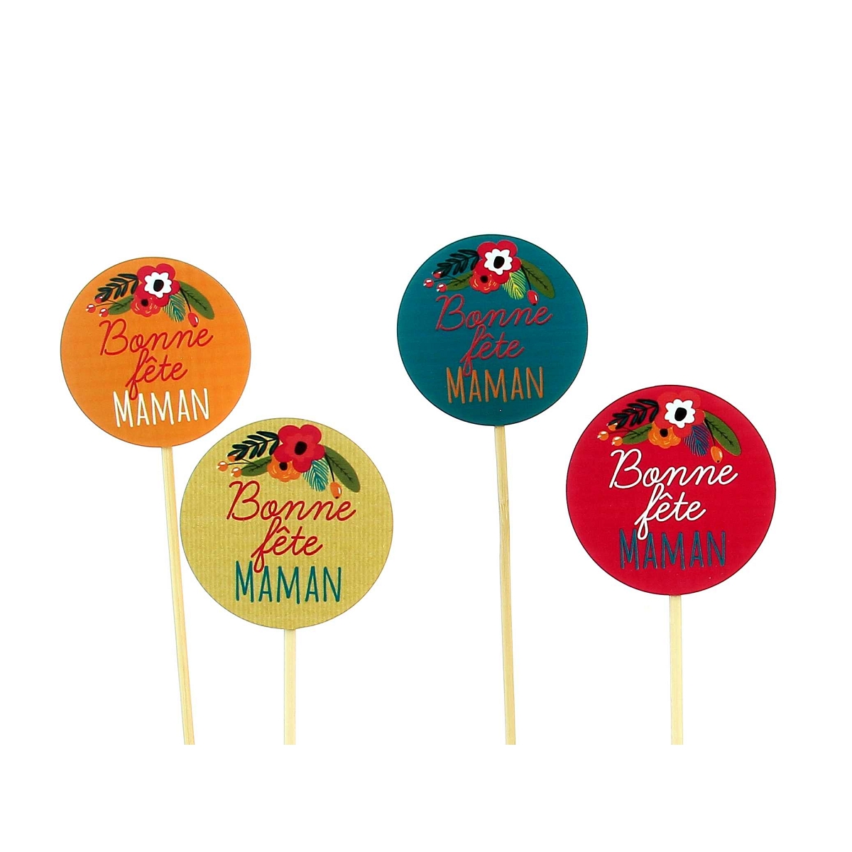 Pique rond "bonne fête maman" x12