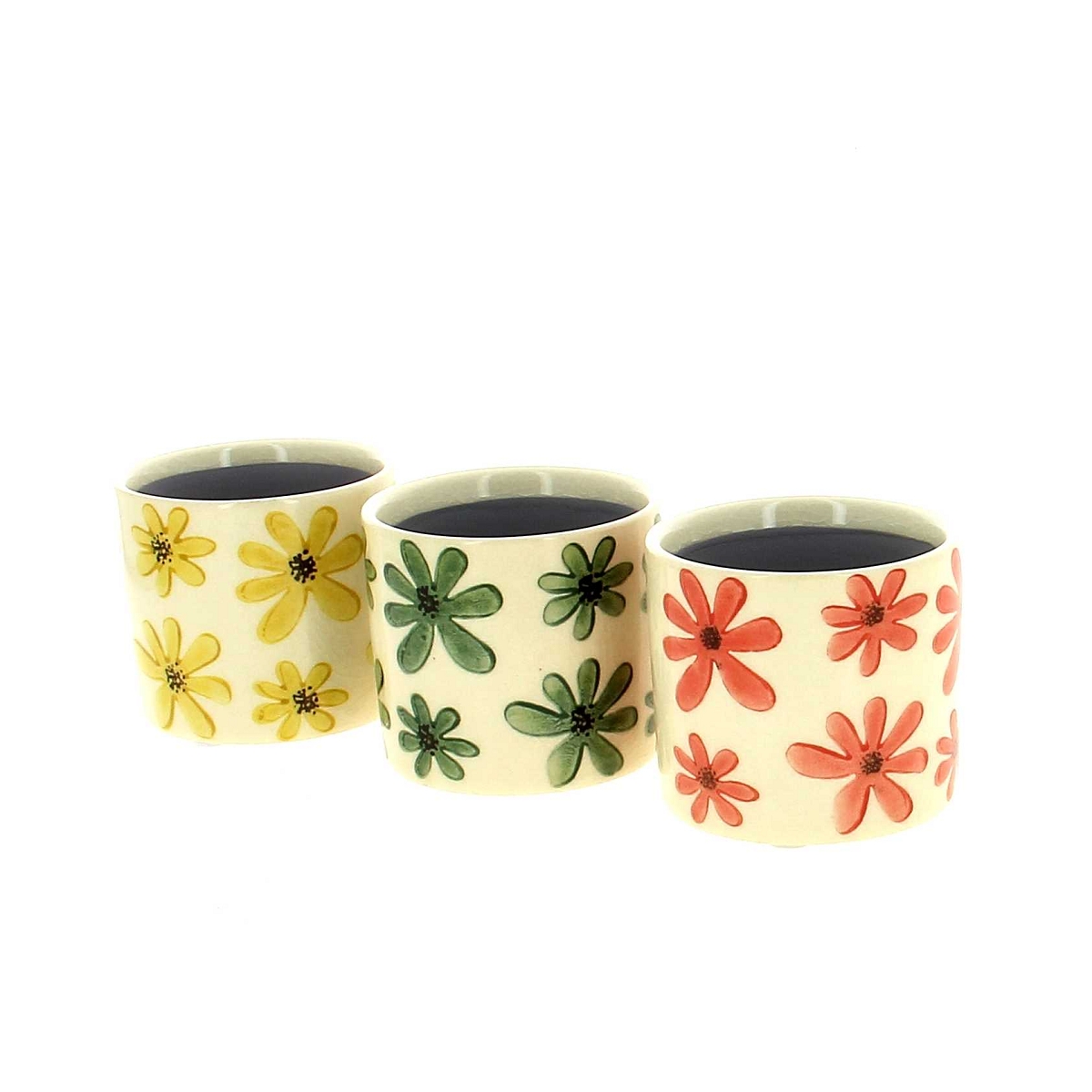 1 x Cache-pot céramique motif fleurs ø8 ht 7cm