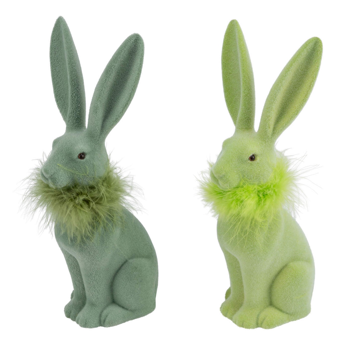 1 x Lapin floqué vert 16 x 14 ht 40cm