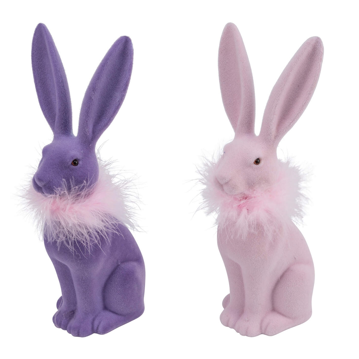 1 X Lapin floqué rose ou lilas 16 x 14 ht 40cm