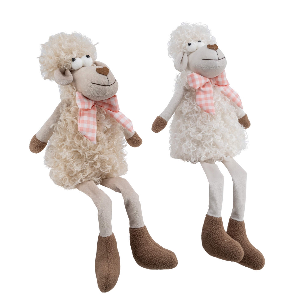 1 x Mouton tissu blanc-crème 16 x 9 ht 38cm