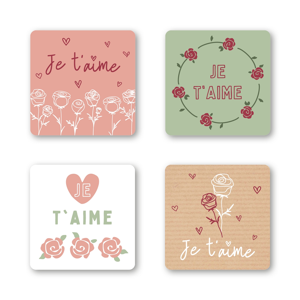 Etiquettes jeso quatro carré "je t'aime"