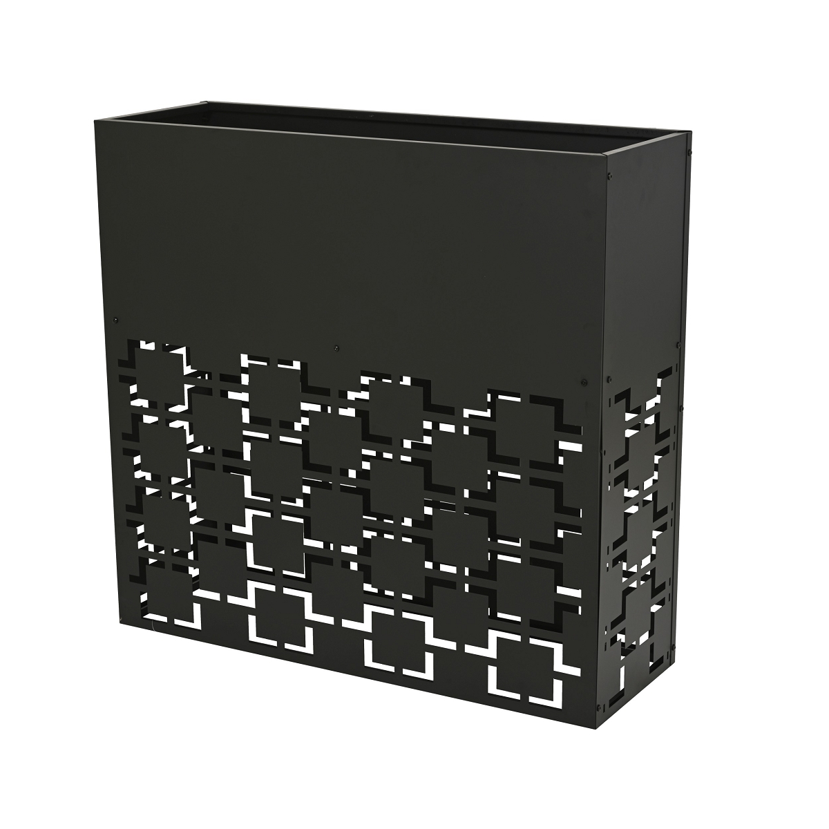 Jardinière métal noir 105 x 35 ht 100cm