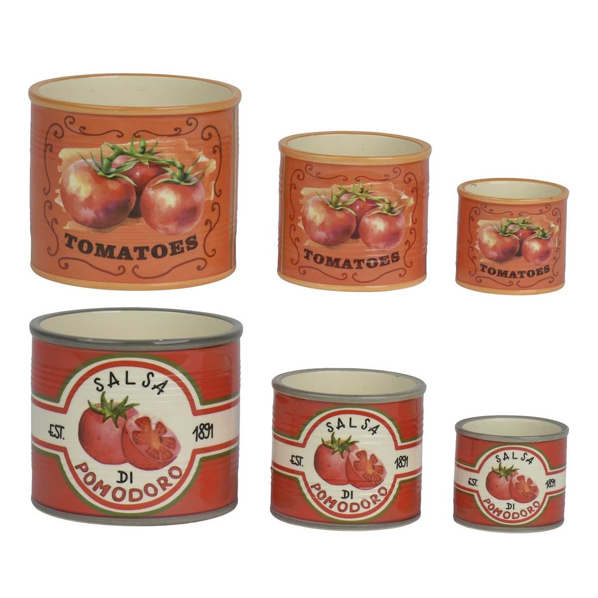1 set x Cache-pot céramique motif tomate set de 3