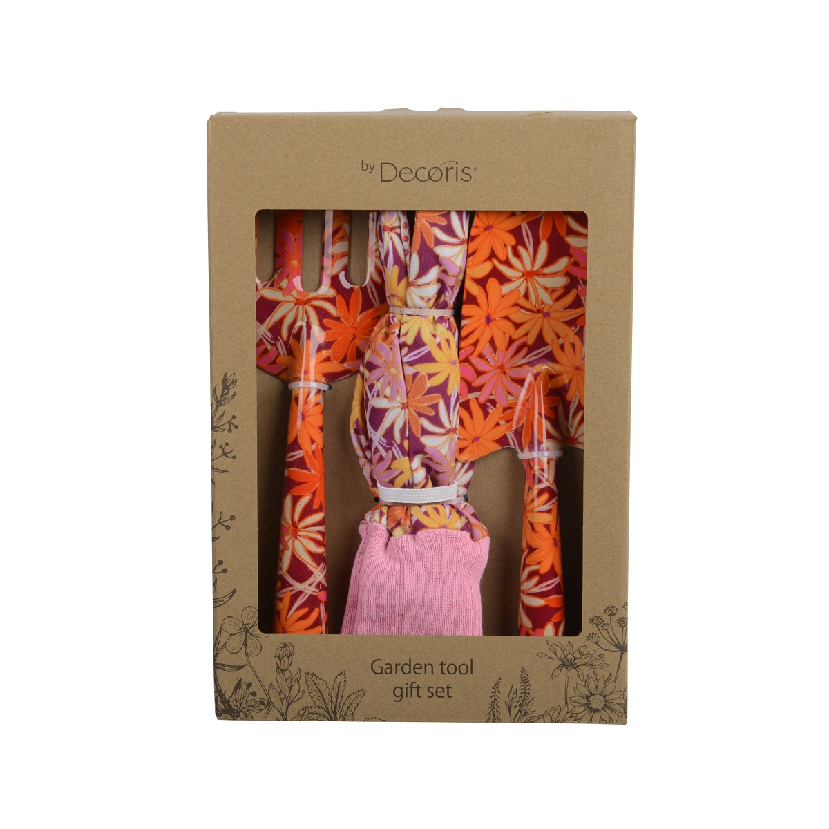 Set outils de jardin motif fleurs