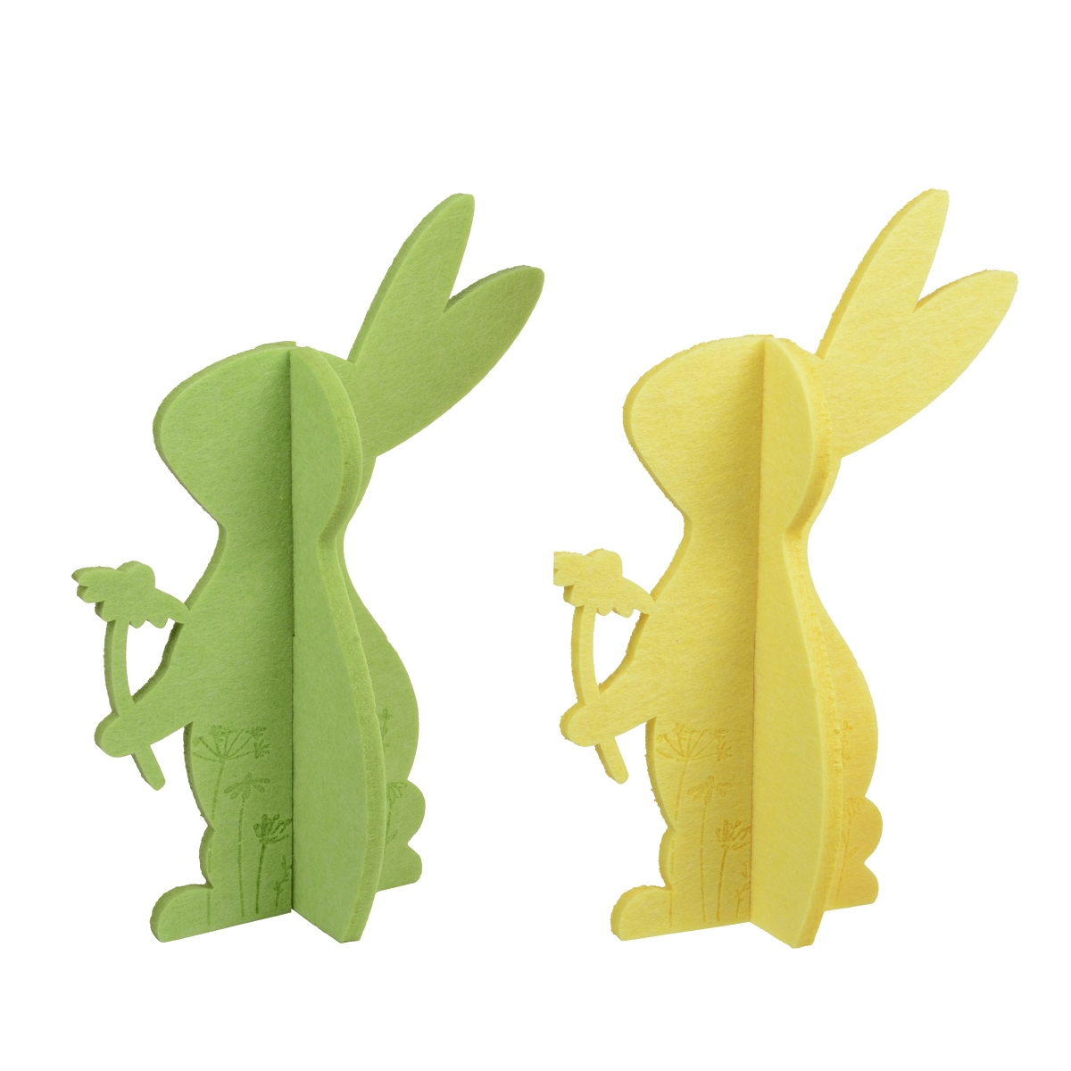 1 x Lapin feutrine vert ou jaune ht 60cm