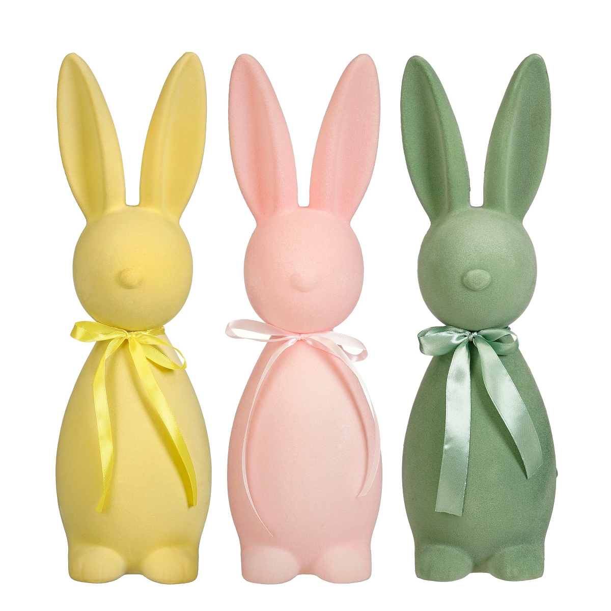 1 x Lapin plastique jaune-vert ou rose 11 x 12 ht 40cm
