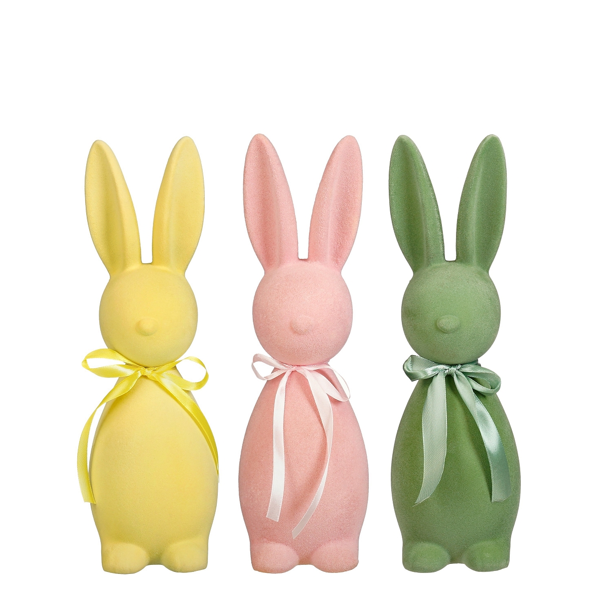 1 x Lapin plastique jaune-vert ou rose 8.5 x 9.5 ht 30cm