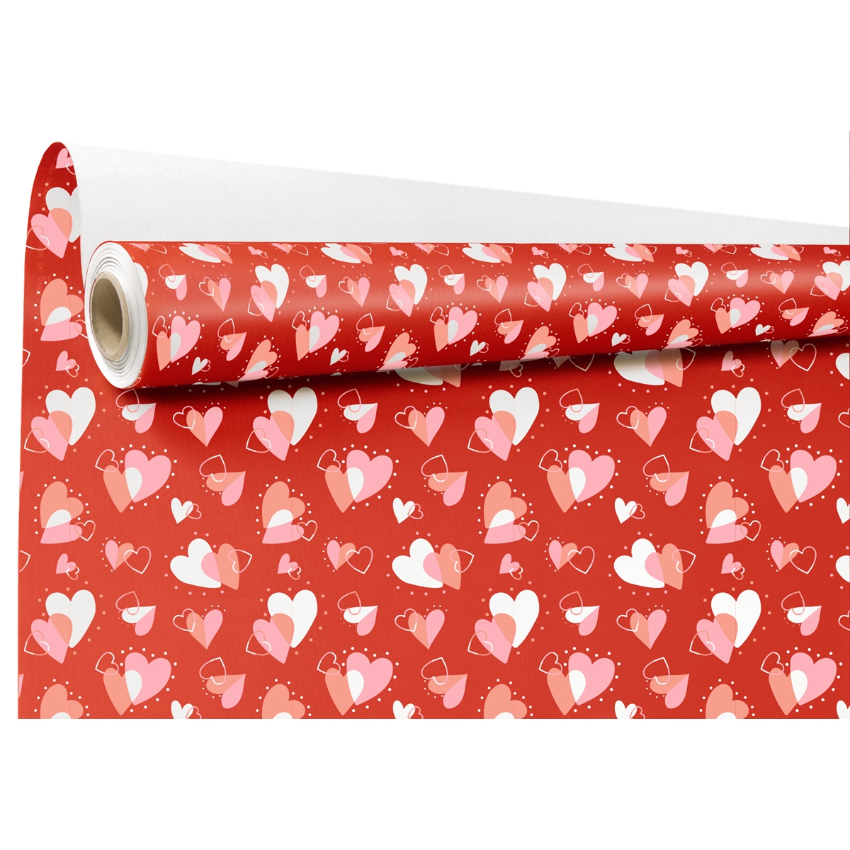 Bobine kraft blanc imprimé flamme coeur rouge 0.79 x 40m