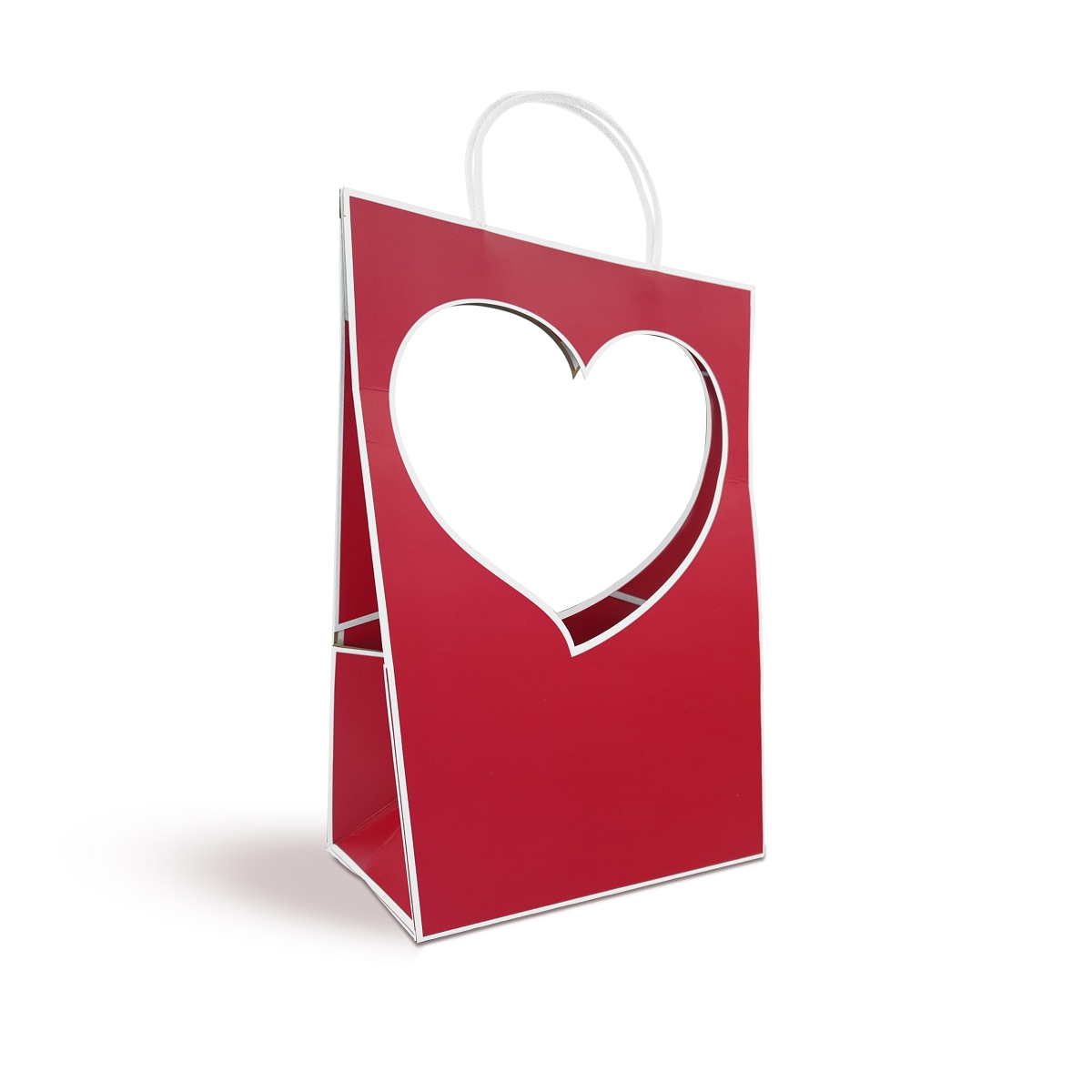 Sac médaillon forme coeur rouge 23 x 28 ht 38cm (x5)