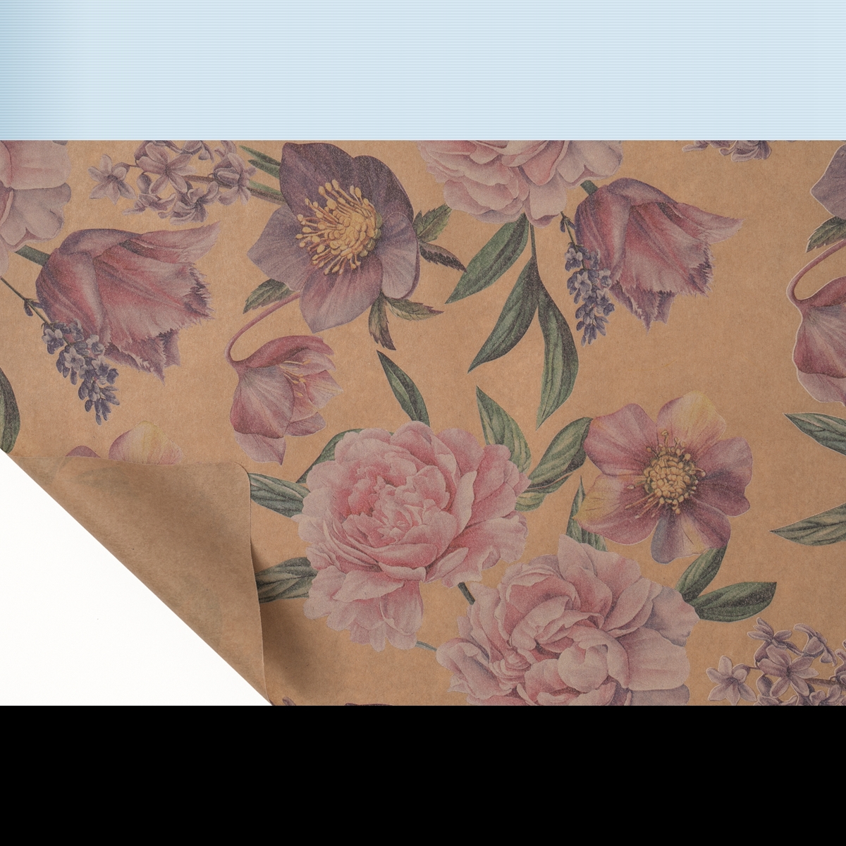 Bobine kraft écru imprimé peony 0.80 x 40m