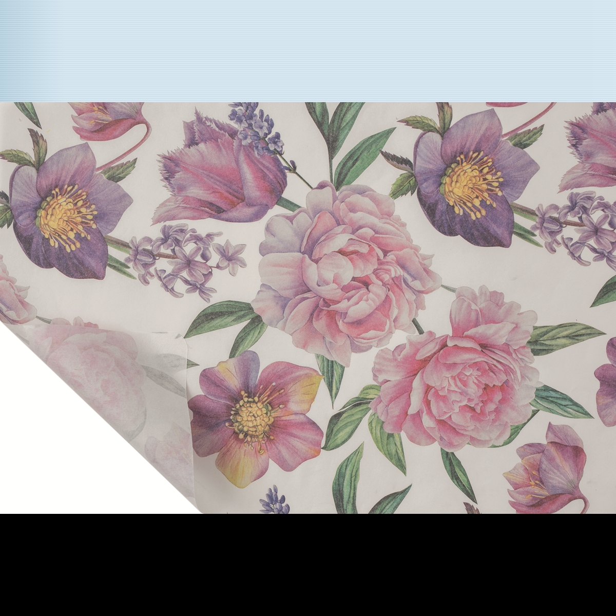 Bobine kraft blanc imprimé peony 0.80 x 40m