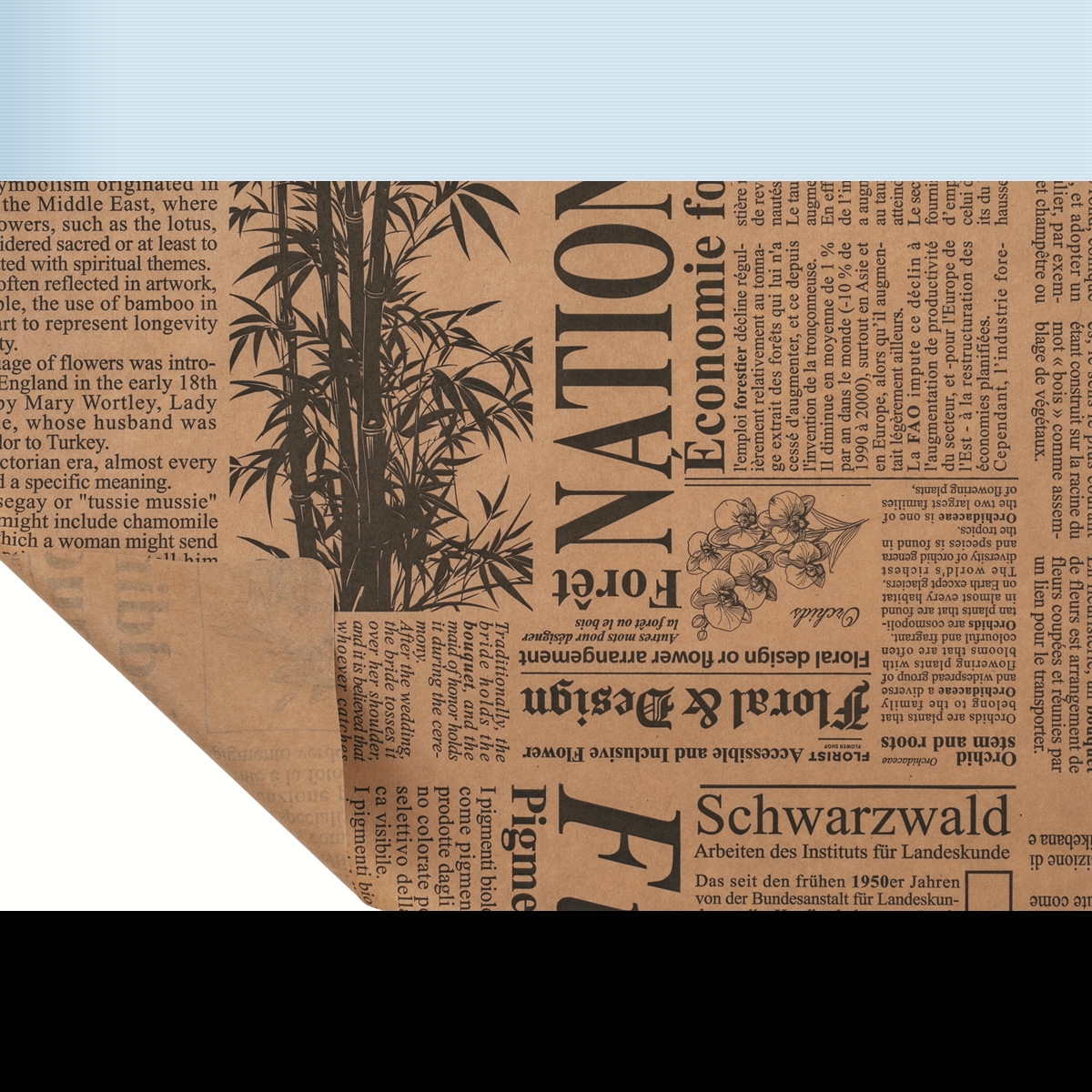 Bobine kraft écru imprimé newspaper noir 0.80 x 40m