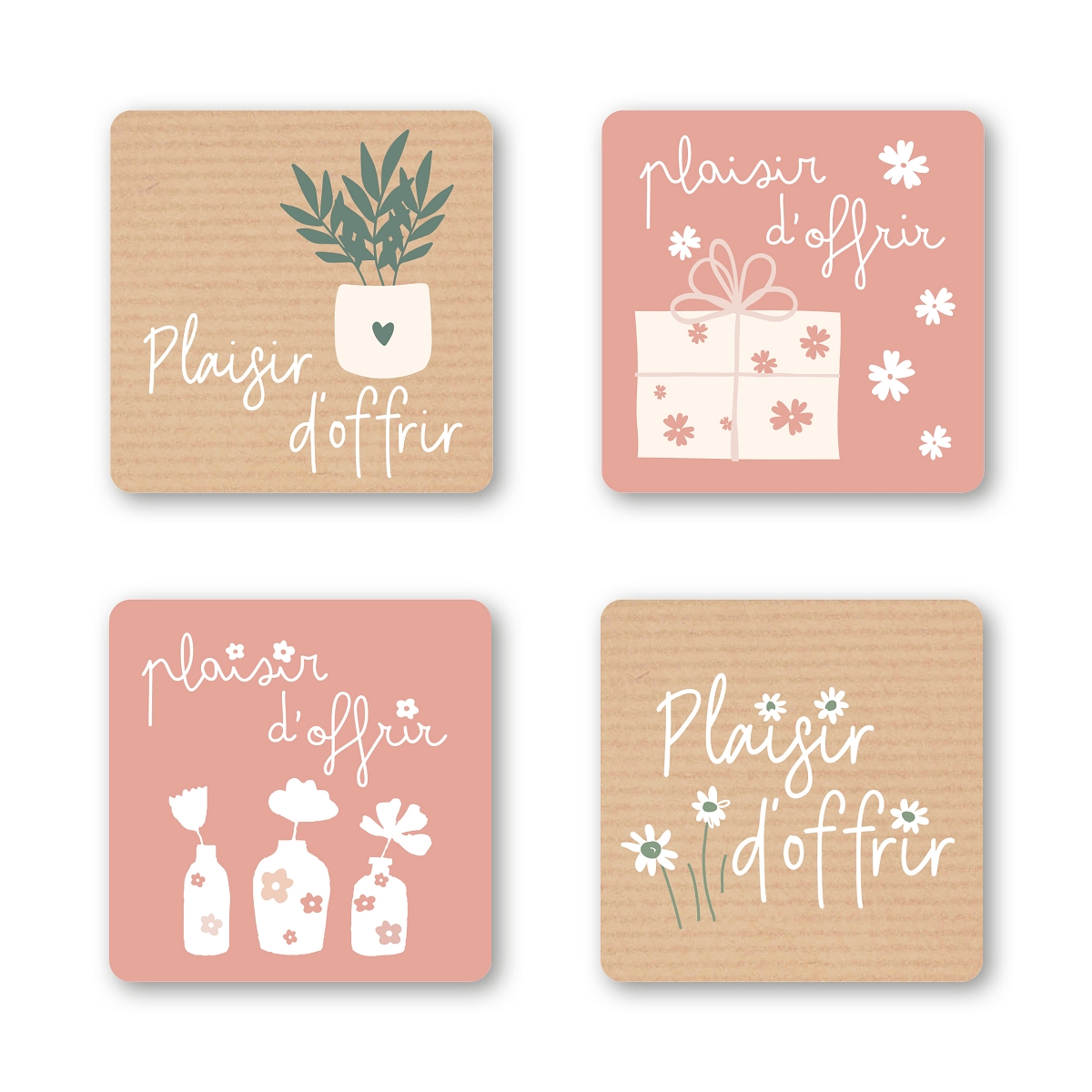 Etiquettes jeso quatro carré "plaisir d'offrir"