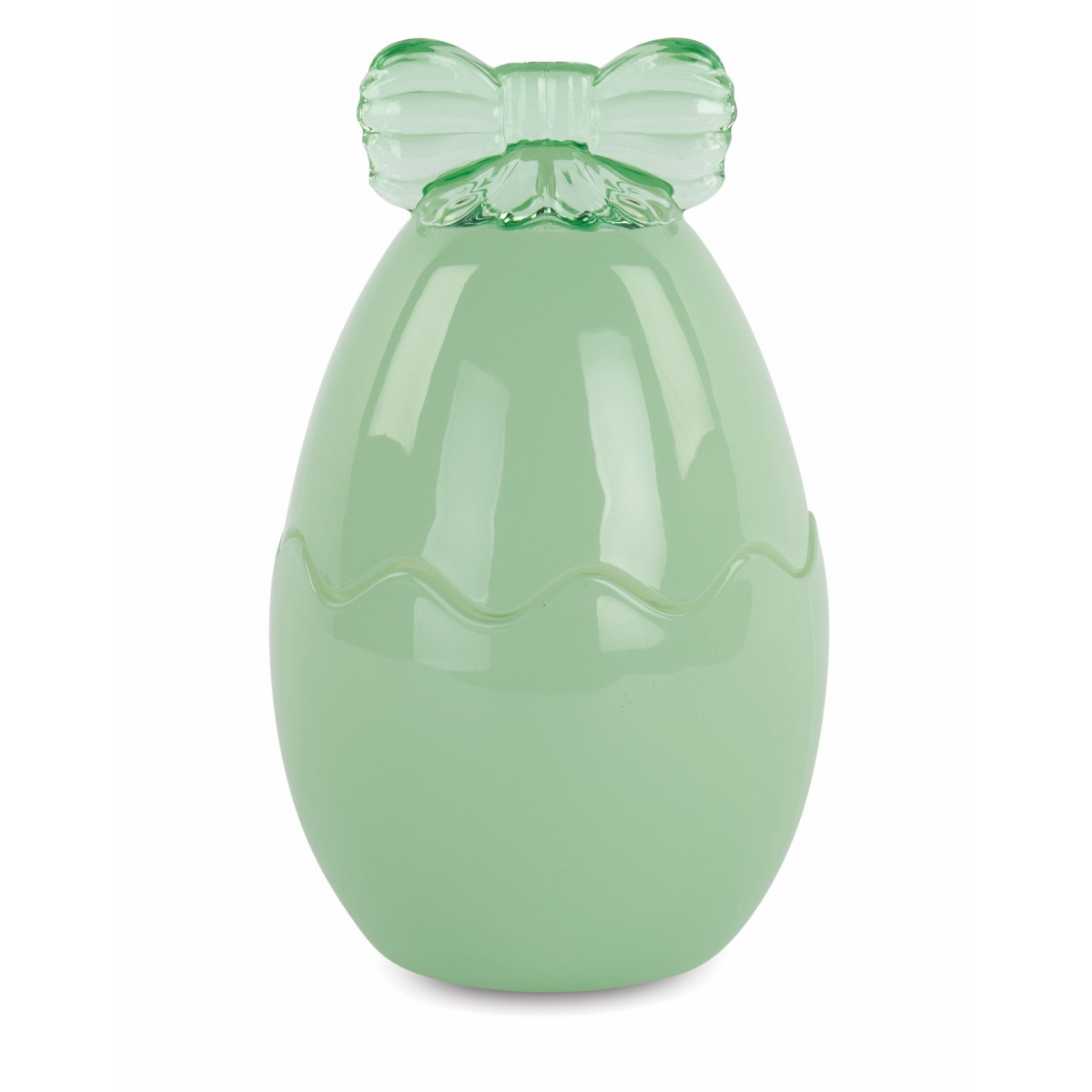 Bonbonnière oeuf verre vert ø10 x ht 17 cm