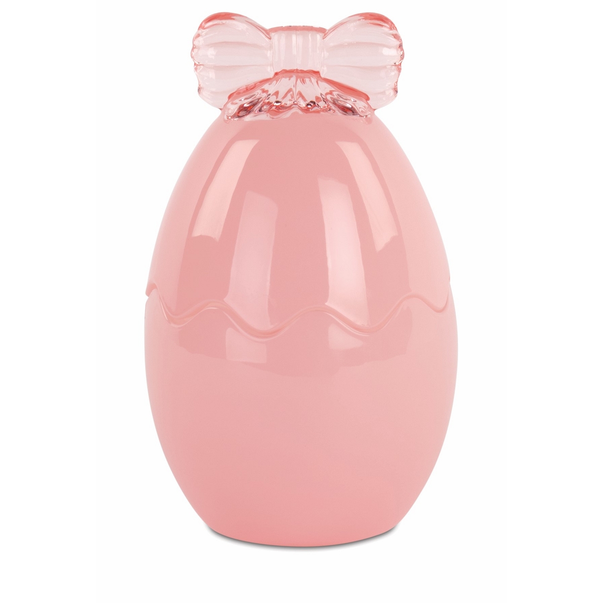 Bonbonnière oeuf verre rose ø 10 x ht 17 cm