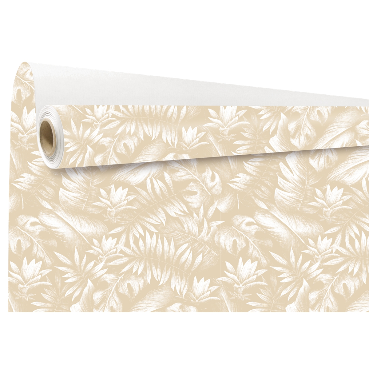 Bobine kraft blanc imprimé kala beige 0.79 x 40m