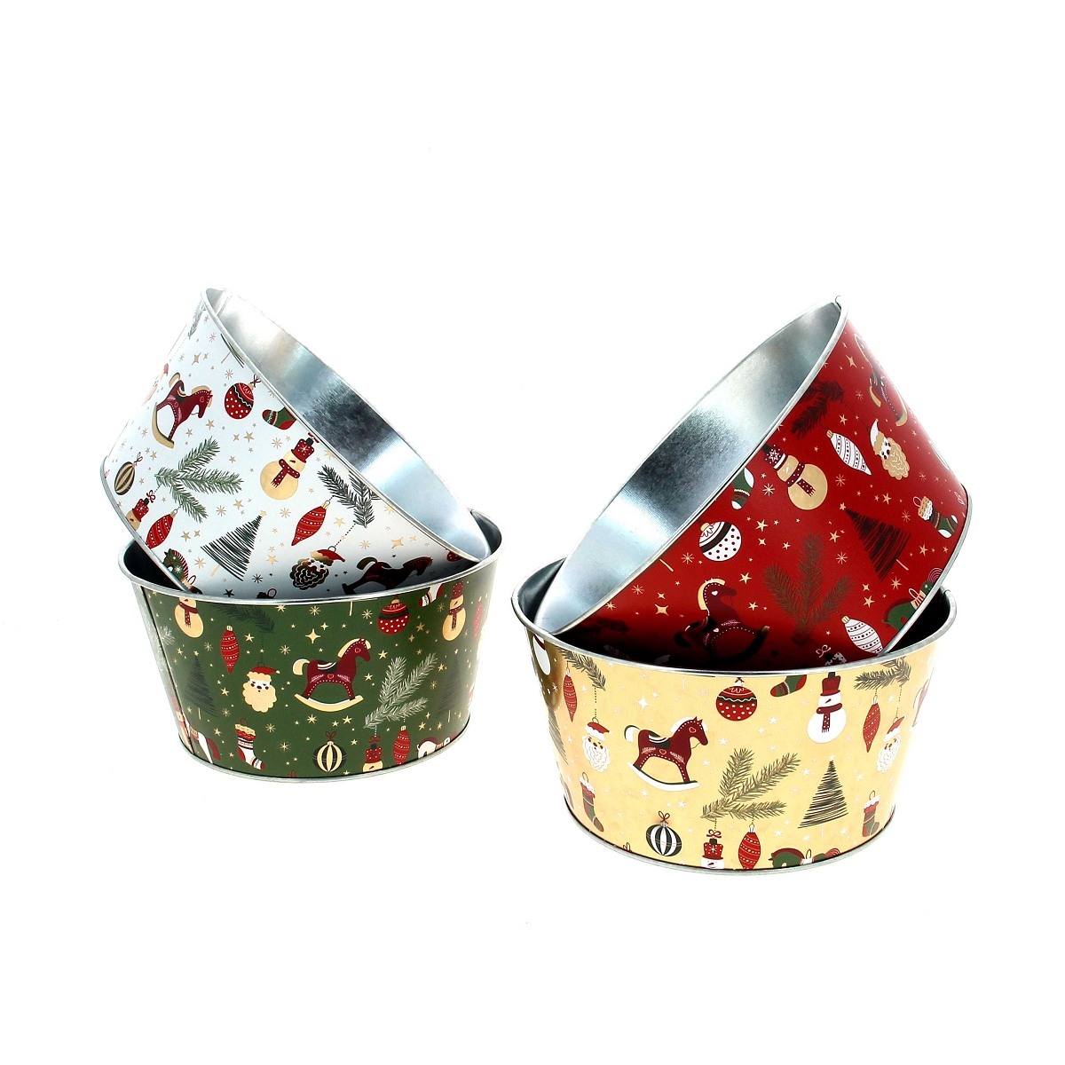 1 x Coupe métal couleur motif Noël ø19.5 ht 10cm