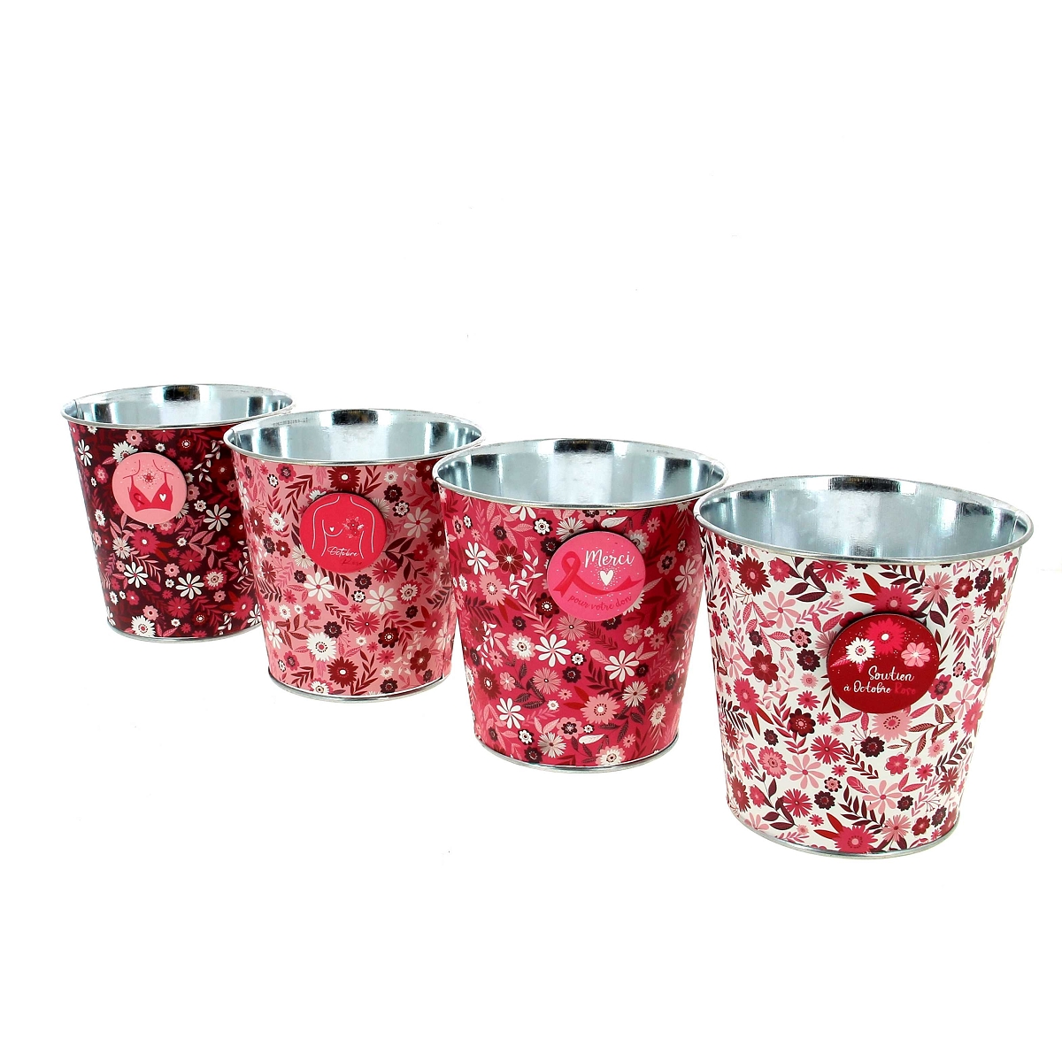 1 x Cache-pot métal magnet octobre rose ø13 ht 12.5cm