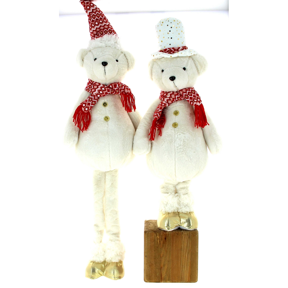 1 x Ourson Noël blanc extensible ht 83-100cm