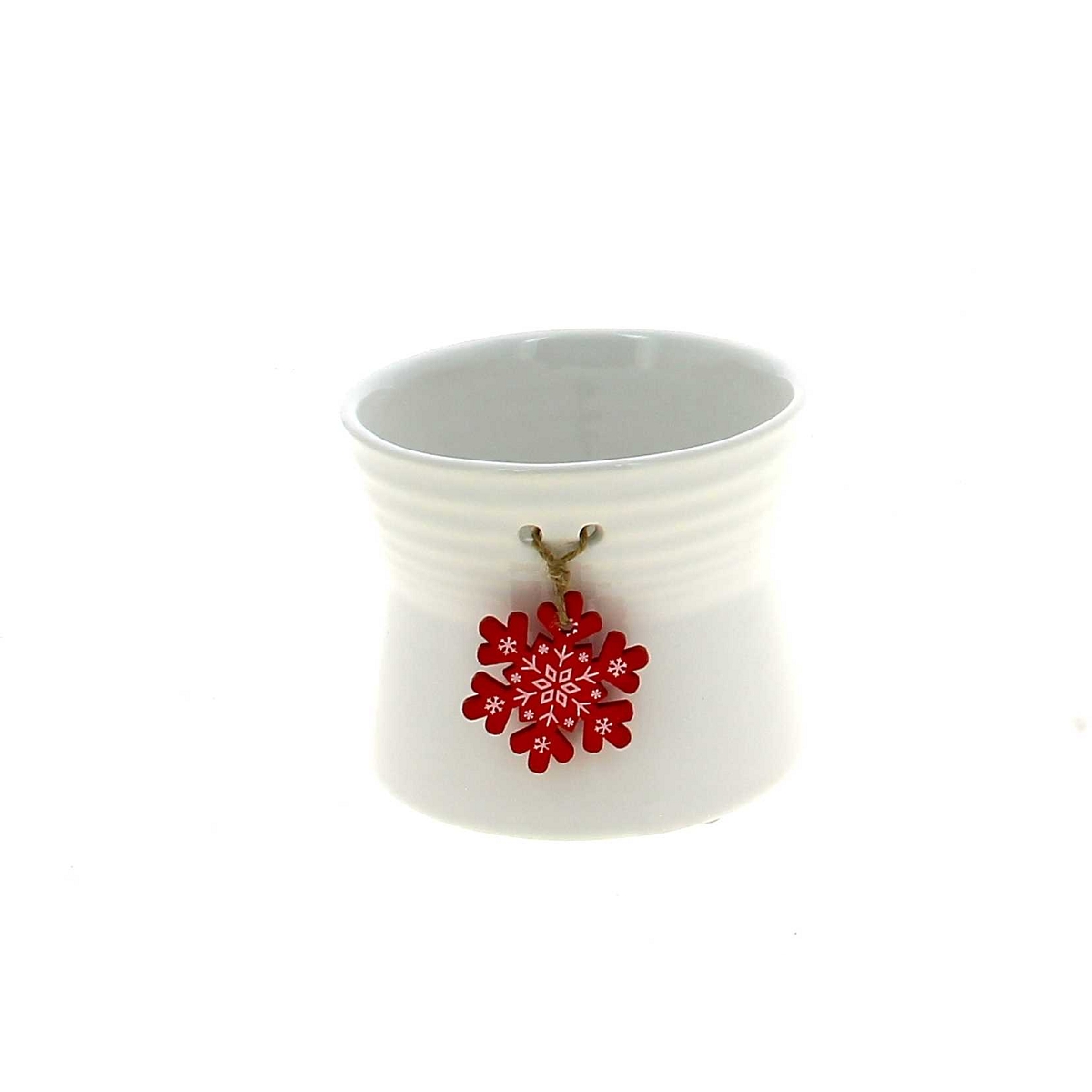 Cache-pot céramique blanc + flocon ø10.5 ht 8.5cm