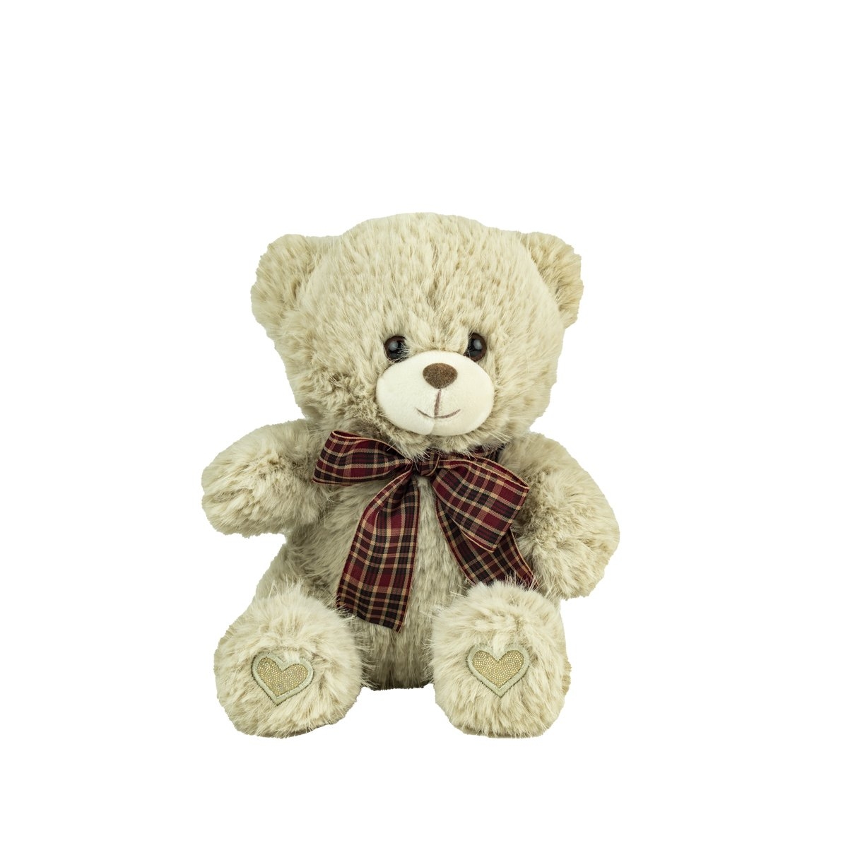 Ours beige noeud écossais 25cm