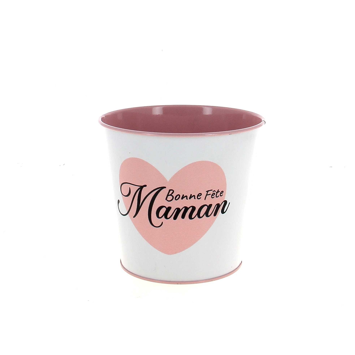 CACHE-POT METAL "BONNE FETE MAMAN" Ø13.5 HT 12CM