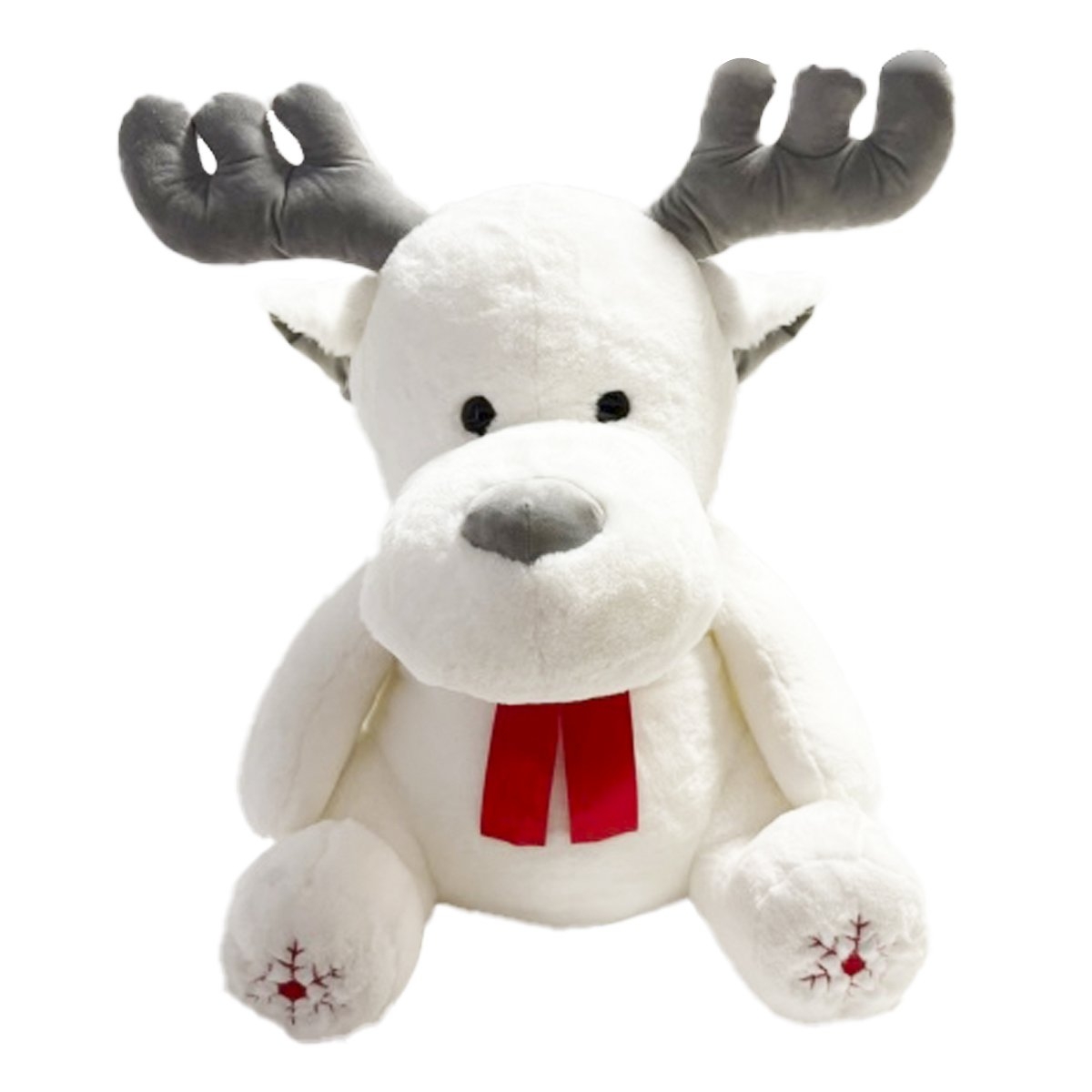 Peluche renne blanc écharpe rouge ht 60cm