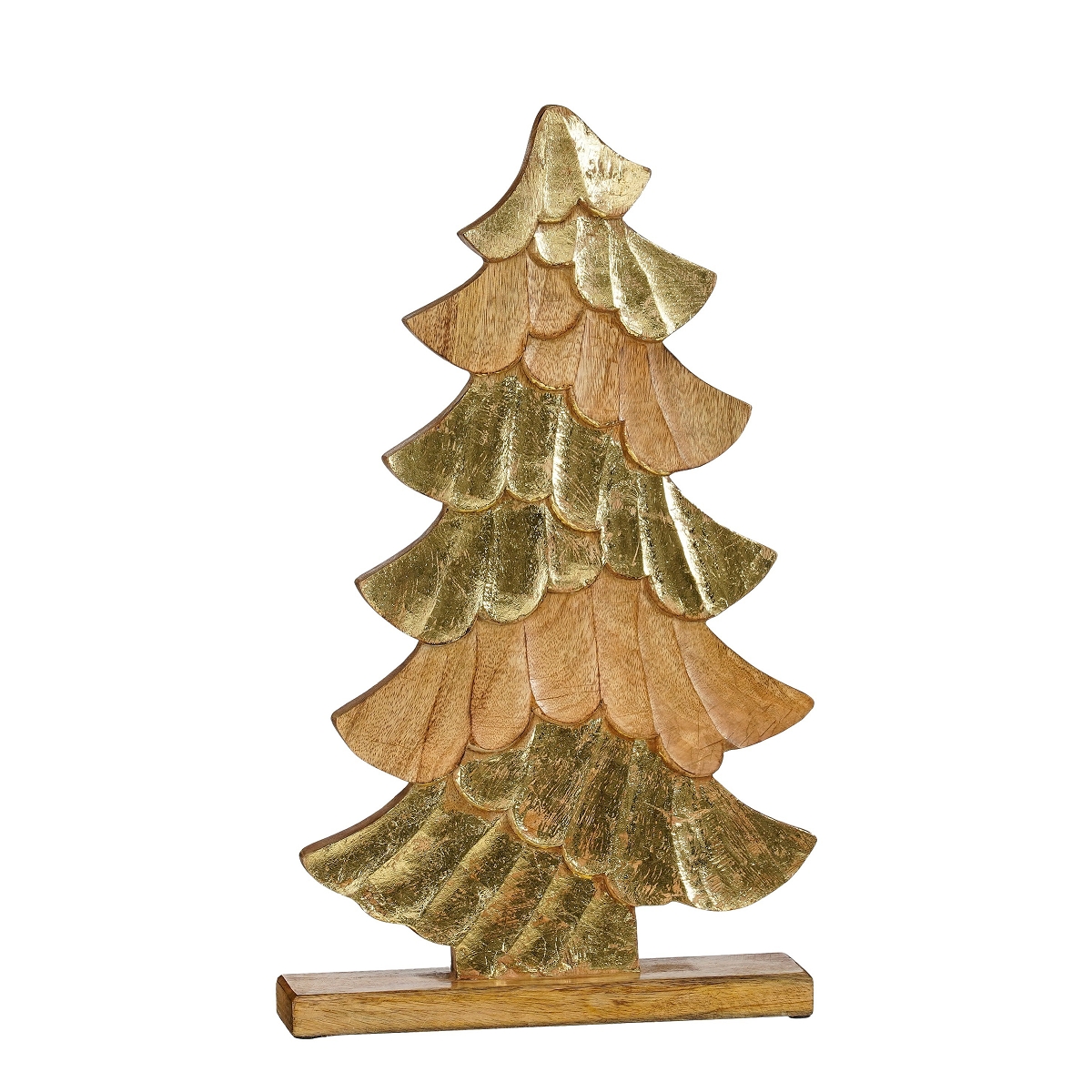 Sapin bois sur socle naturel-champagne 30 x 7 ht 53cm