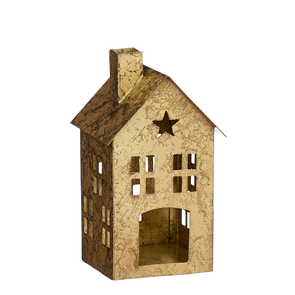 Maison métal or 10 x 11 ht 18cm