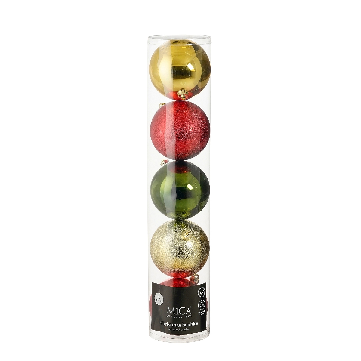 Boule noel or, rouge et vert ø 150mm x5 ass