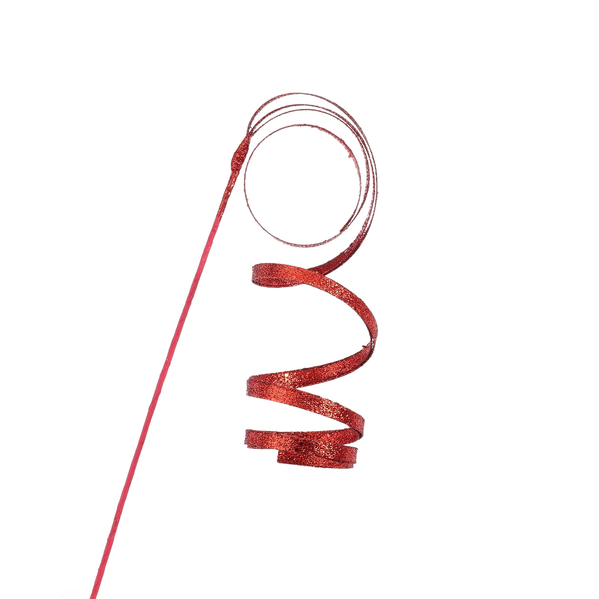 Branche rattan plat rouge pailletée ht 48cm