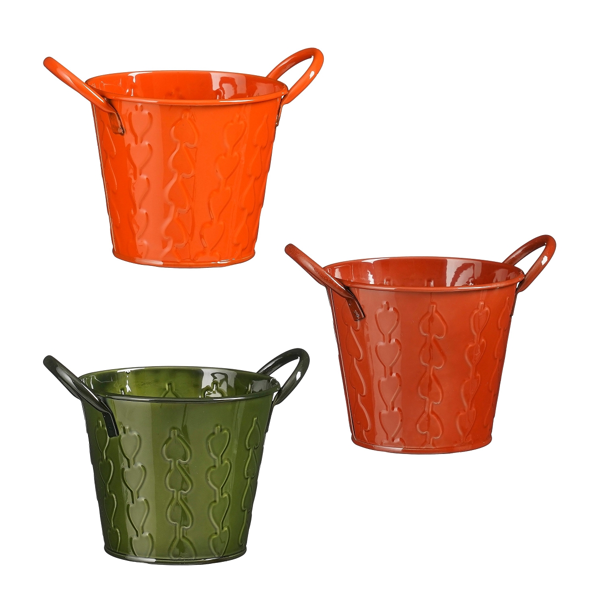 1 x Cache-pot métal "meya" orange, marron ou vert