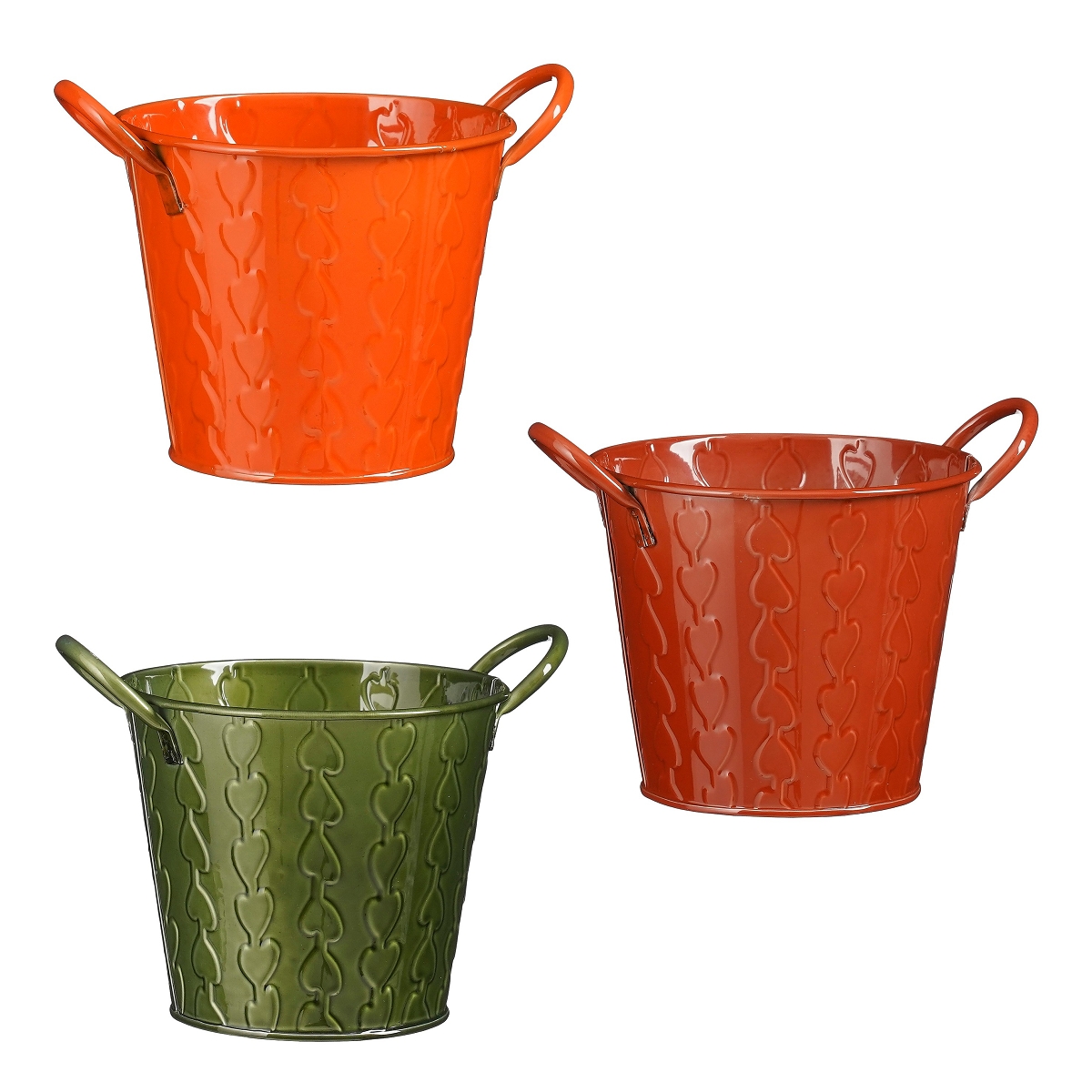 1 x Cache-pot métal "meya" orange-marron-vert