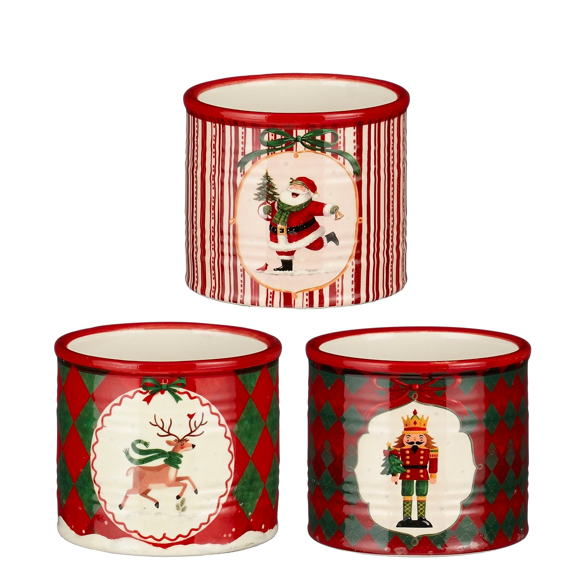 1 x Cache-pot céramique motif Noël ø7.5 ht 6.5cm