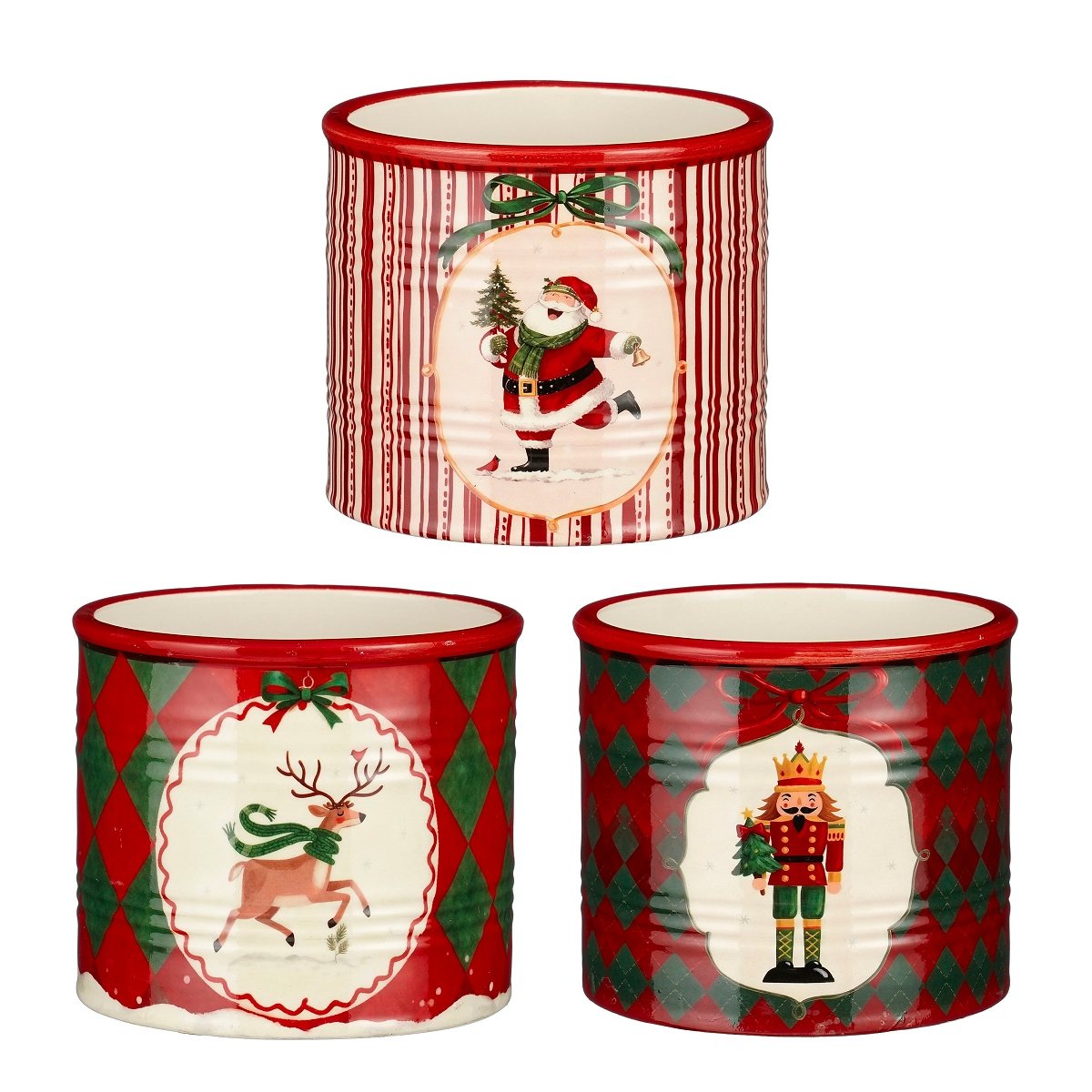 1 x Cache-pot céramique motif noel ø10 ht 9.5cm