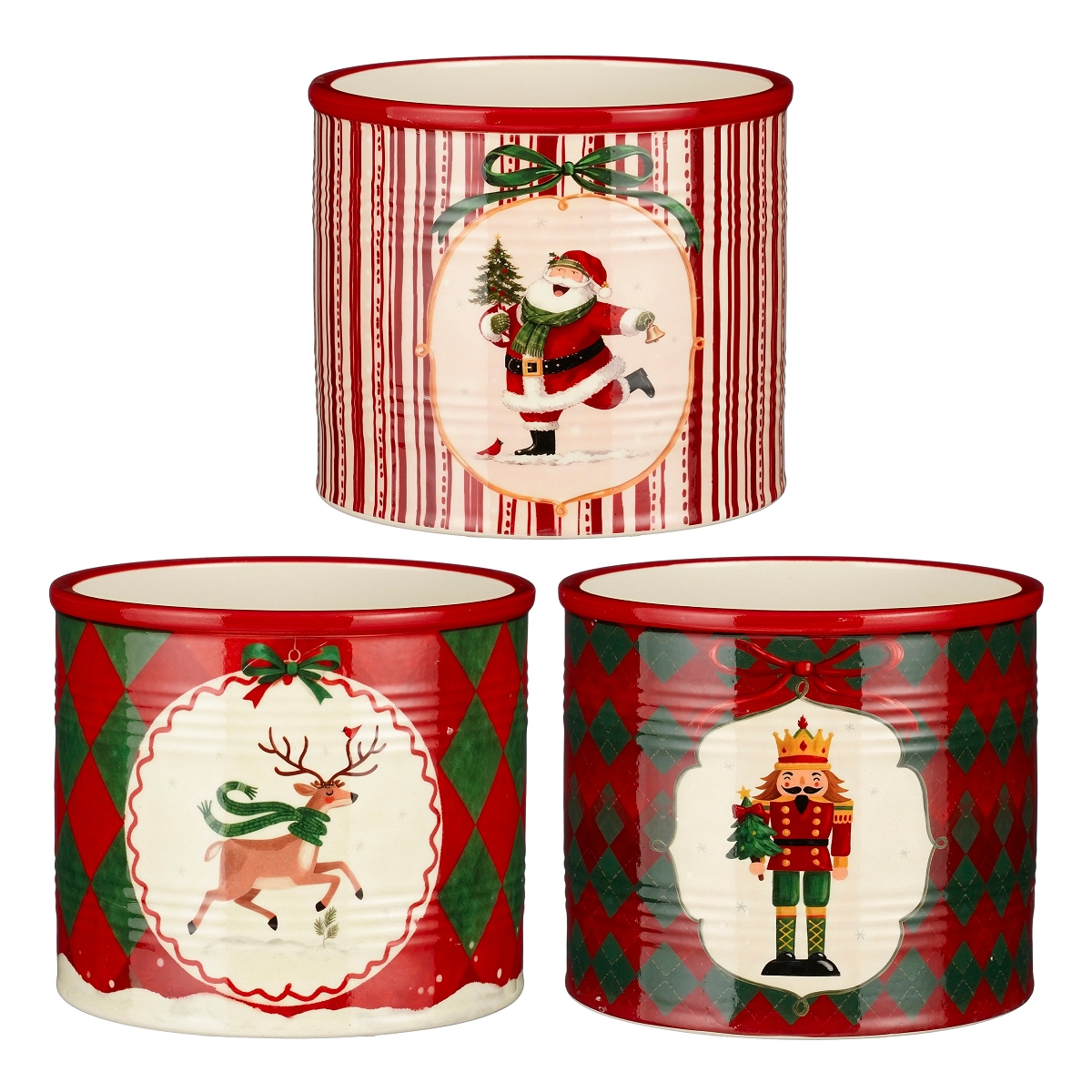 1 x Cache-pot céramique motif Noël ø13.5 ht 12cm