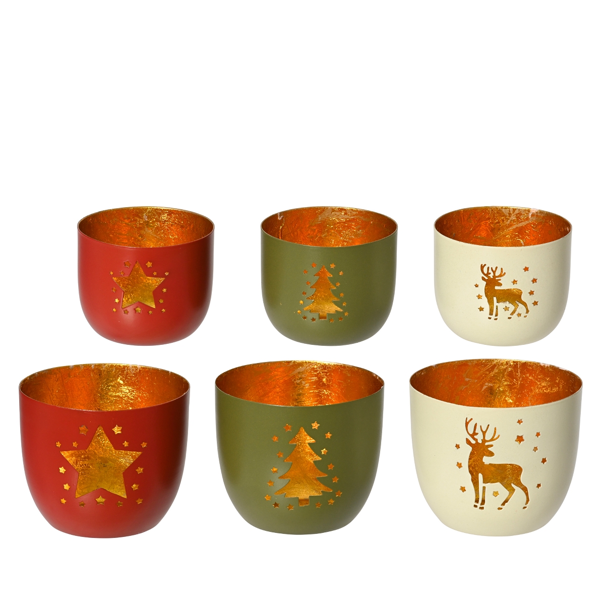 1 x Photophore métal couleur motif Noël set de 2