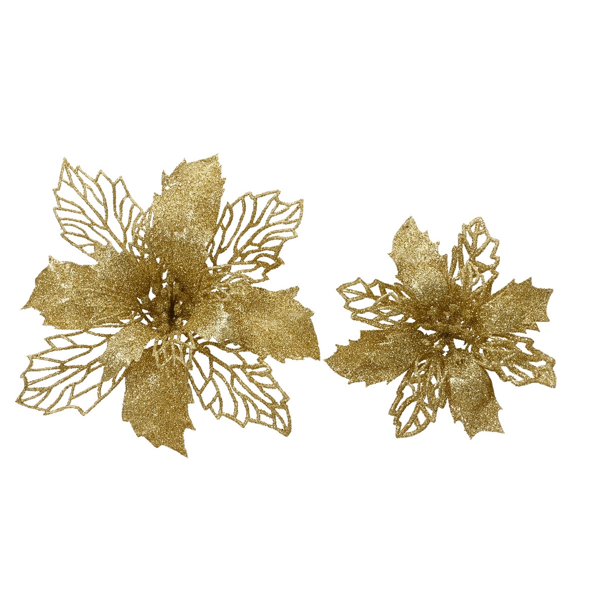 Poinsettia sur clip or