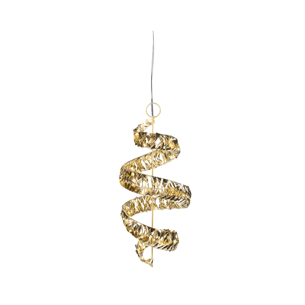 Tourbillon métal or à suspendre + led blanc chaud ø18 ht 41cm