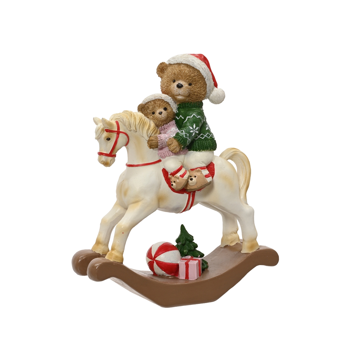 Cheval à bascule résine avec ourson 16.5 x 7 ht 19cm