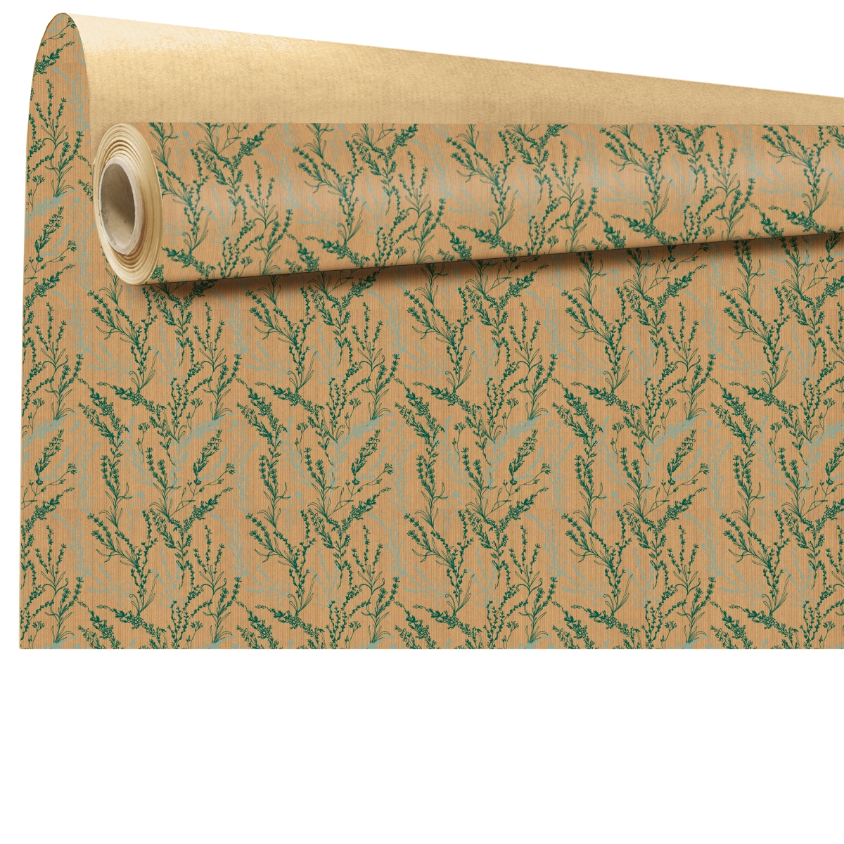 Bobine kraft écru arborescence vert 0.79 x 40m