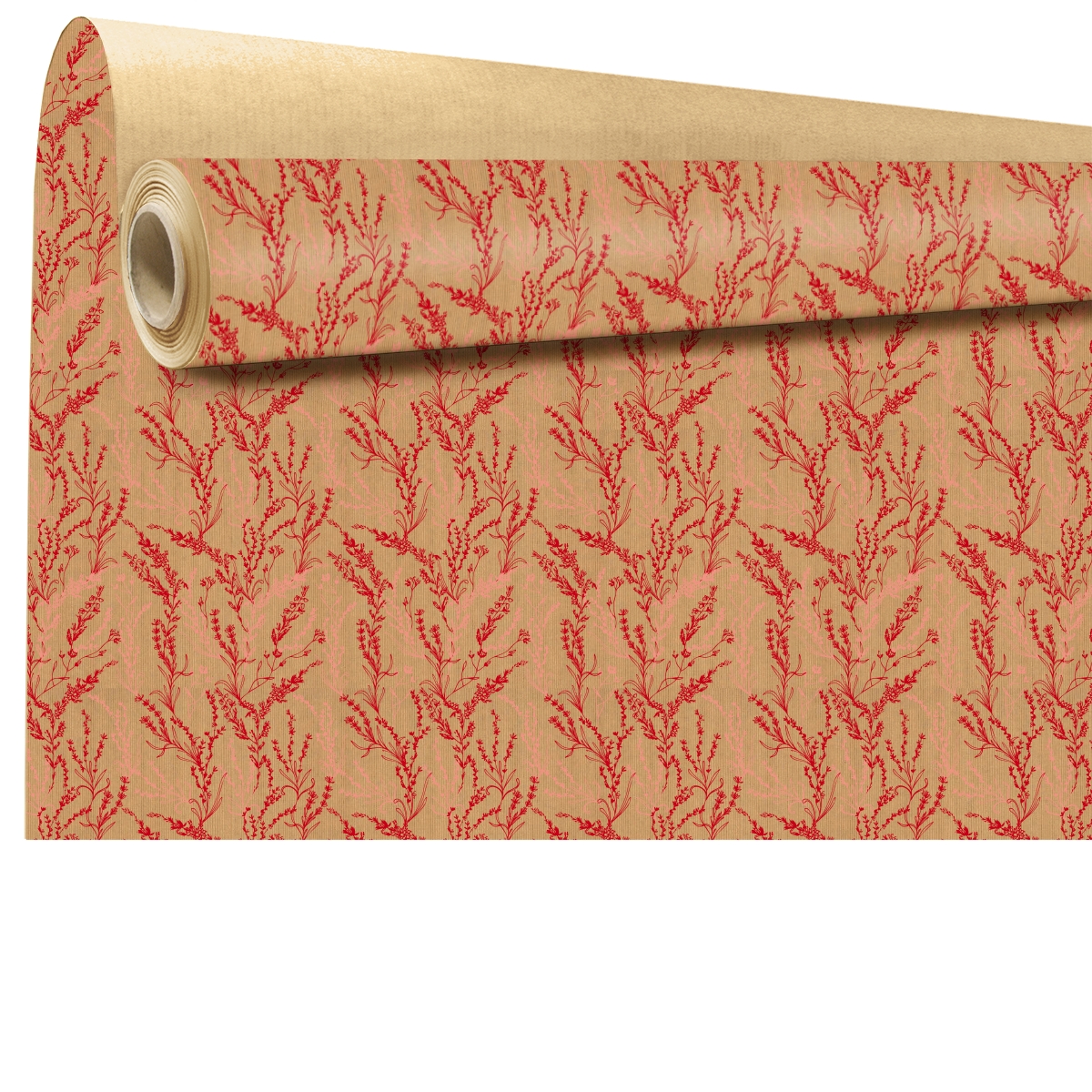 Bobine kraft écru arborescence rouge 0.79 x 40m